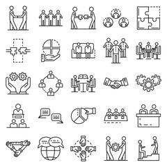 Poster - Cohesion icon set. Outline set of cohesion vector icons for web design isolated on white background