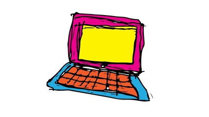 Poster - hand drawing white screen with theme of laptop