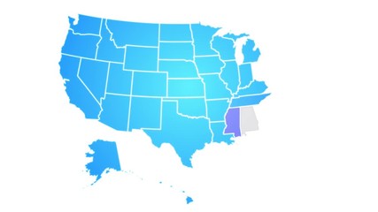 Wall Mural - usa map showing up intro by states/ 4k animated american map intro background with states appearing 