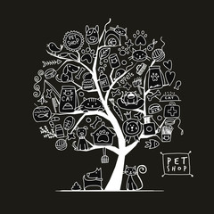 Sticker - Pet shop, art tree for your design