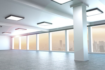 modern architecture empty office in large city 3d rendering