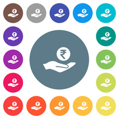 Poster - Indian rupee earnings flat white icons on round color backgrounds