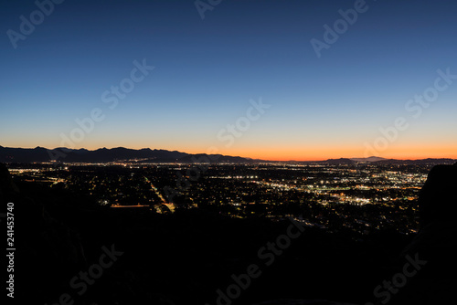 Predawn mountaintop view of...