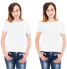 Wall Mural - cute woman set in stylish t-shirt isolated, two girl in t shirt