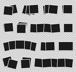 Wall Mural - photo frames on transparent background set. template photo. vector