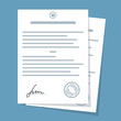 Contract, document with signature. Vector