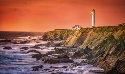 lighthouse during sunset