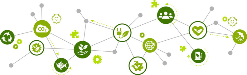 sustainability icon concept: renewable energy, ecology, environmental protection – vector illustrati