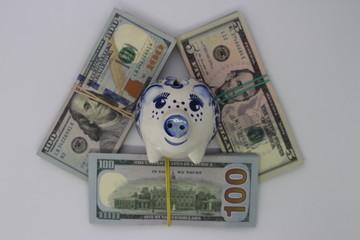 Piggy with cash and in cash