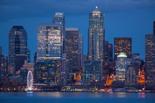 Seattle City Skyline At Night