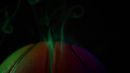 Wall Mural - basketball ball smoke dark background nobody hd footage 