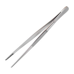 Dissecting Forceps for use in surgical procedures to hold delicate tissues during suturing used to tie sutures at the end of the procedure and hold dressings. Isolated object Vector illustrations.