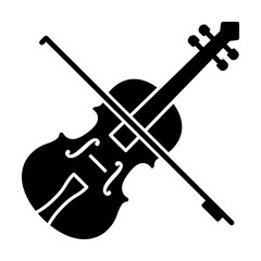 Play violin with bow - string musical instrument flat vector icon for music apps and websites