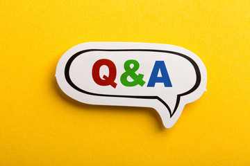 Wall Mural - Question And Answer Speech Bubble Isolated On Yellow