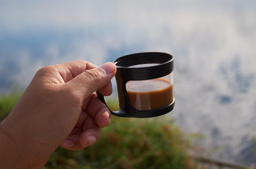 Wall Mural - Morning coffee in camping