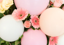  Pink Flowers And Balloons