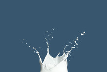 Splash Of Milk On Color Background