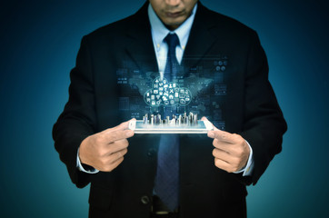 Canvas Print - internet business cloud server