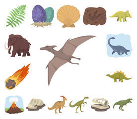 Wall Mural - Different dinosaurs cartoon icons in set collection for design. Prehistoric animal vector symbol stock web illustration.