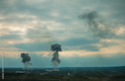Fotomural Two air force jets bombing targets at military trainings
