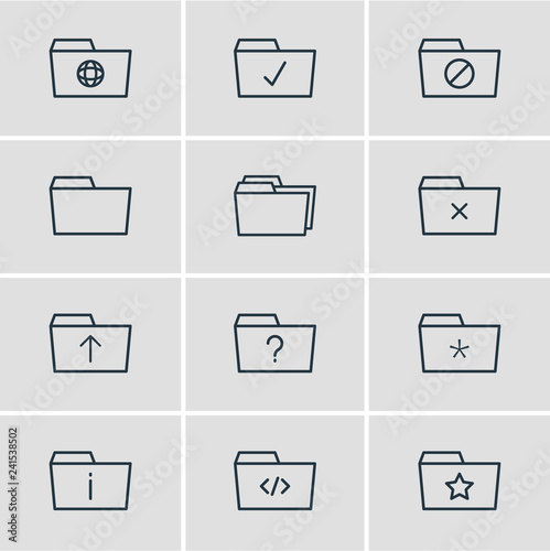 Fotografía Vector illustration of 12 folder icons line style
