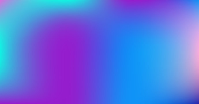 Purple Blue Gradient Vibrant Dreamy Vector Background. Sunrise, Sunset, Sky, Water Color Overlay Neon Design Element. Luxury Trendy Holograph Defocused Texture. Digital Funky Cool Tech Gradient Paper.