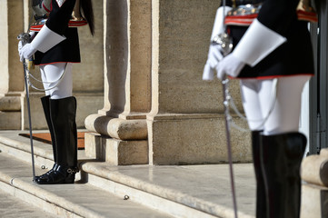 Italian national guard of honor during a welcome ceremony at the Quirinale Palace.