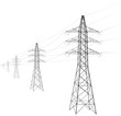 Overhead power line. A number of electro-eaves departing into the distance. Transmission and supply of electricity. Procurement for an article on the cost of electricity or construction of lines.