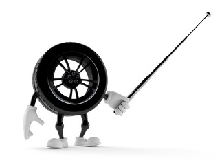 Poster - Car wheel character aiming with pointer stick