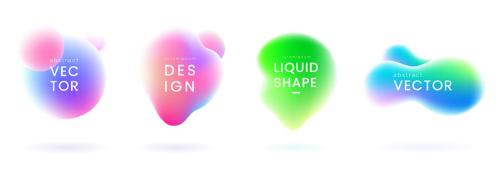 liquid gradient blobs set. abstract fluid shapes with chameleon effect. colorful liquid badges. deco