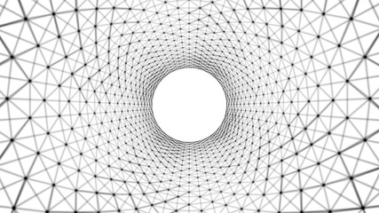 Poster - Circles spiral of architecture structure tunnel shape on white background, optical illusion. Abstract pattern design element. 3d lines illustration background