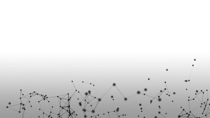 Poster - Black digital data and network connection triangle lines and spheres in futuristic technology concept on white background, 3d abstract illustration