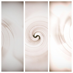 Wall Mural - Spiral lines movement. Set of vertical banners. Abstract triptych for home decor. Beige, brown and white color.