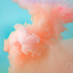 Wall Mural - abstract pastel pink color paint with pastel blue background.. fluid composition with copy space. mi