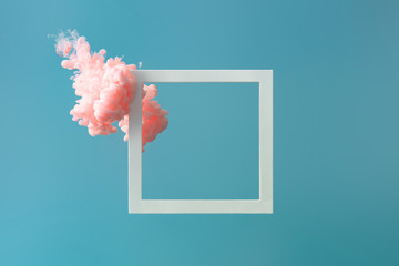 abstract pastel pink color paint with pastel blue background.. fluid composition with copy space. mi