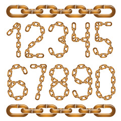 Poster - Modern vector digits numerals collection. Elegant numbers can be used in poster design. Made with iron chain, linked connection.