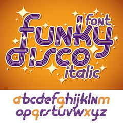 Poster - Vector funky italic lower case alphabet letters collection, for use as retro poster design elements for fun club or concert advertising.