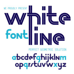 Poster - Vector regular lower case English alphabet letters collection with white stripes, for use in logo design for news and broadcasting company.