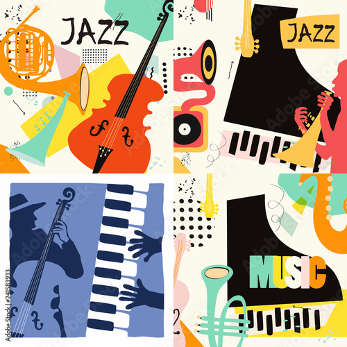 Fotografía Set of music cards and banners