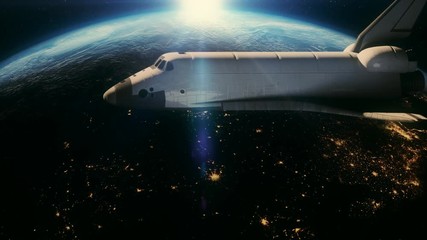 Wall Mural - space shuttle in orbit around earth