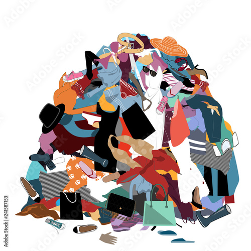 Fotografía Vector Illustration with a Messy Pile of Dirty Laundry