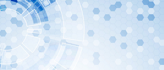 Abstract blue hexagon futuristic background for design works.
