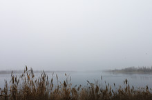 Fog. View Of The Lake Or River. Beautiful Landscape