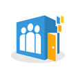 © adresiastock - Vector illustration icon with the concept of a support team to help find a way out, a solution of the problem