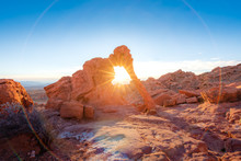 Elephant Rock Formation With Sunrise And Sunray At Valley Of Fire