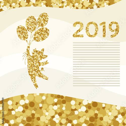 A Balloon Flying Pig With The Inscription 2019 Gold Sparkle