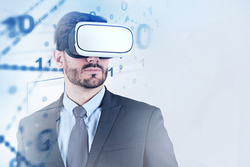 Poster - Man in vr glasses, binary interface