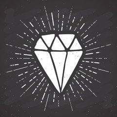 Wall Mural - diamond vintage label, hand drawn sketch, grunge textured retro badge, typography design t-shirt pri