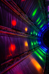 futuristic abstract glowing colorful photon tunnel made from dmx lights