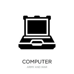 Sticker - computer icon vector on white background, computer trendy filled